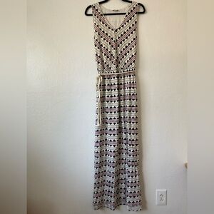 Lucky Brand Geometric Sleeveless Maxi Dress Tie Waist Aztec Southwestern Size 1X